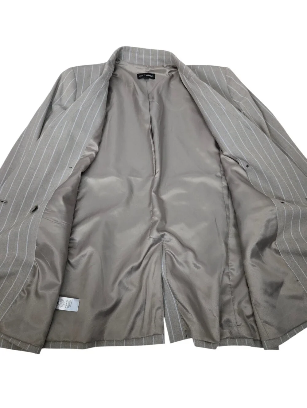 Loft Versa Womens Light Gray Pinstripe Double-Breasted Blazer